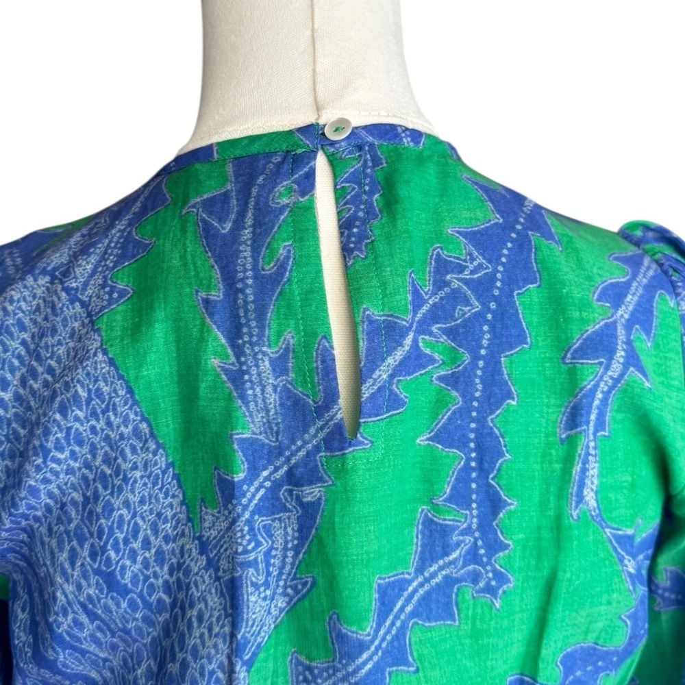 Oliphant Crew Neck Smocked Waist Maxi in Thistle Green XS - Picture 10 of 13